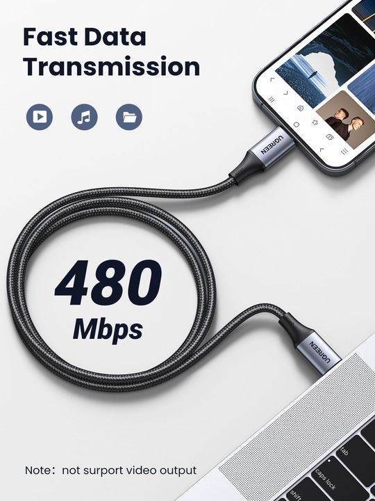 Produktbild Ugreen USB C — USB C (2 m, USB 2.0)
