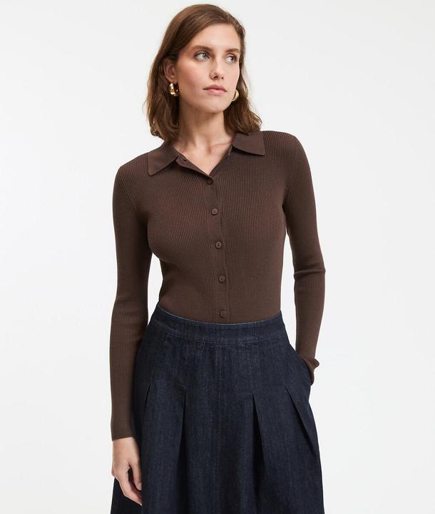 Produktbild La Redoute Collections Feinstrickcardigan mit Kragen und Knopfverschluss (XS)