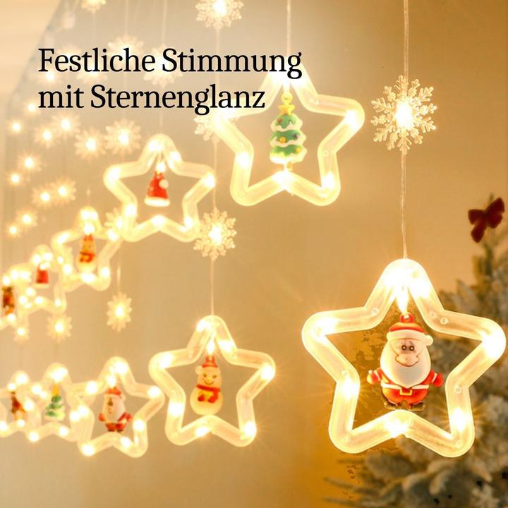 Produktbild Hermex LED Weihnachtslichterkette 3m Sternen-Lichtervorhang mit Schneeflocken (3 m)