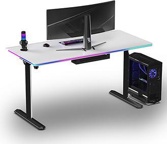 Actual product image Ultradesk Gaming-Tisch QUEST, 140x70cm, 72-120cm, schwarz-weiss