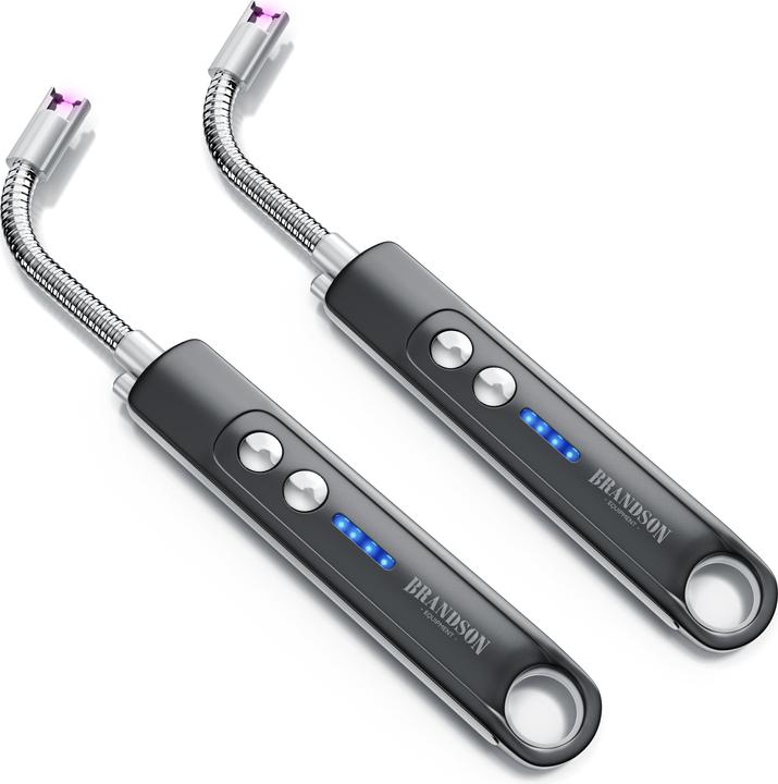 Brandson 2x Stabfeuerzeug, Lichtbogen Feuerzeug elektrisch, Kerzenanzünder, USB aufladbar, für Kerze, Gasherd