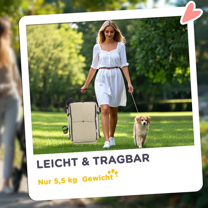 Actual product image PawHut Hundewagen Polyester, Aluminium Khaki (Cat, Dog, Foldable, Washable)
