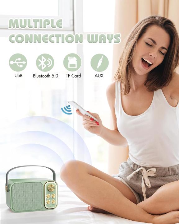 Actual product image Bescost Tragbare Karaoke Maschine mit 2 Mikrofonen