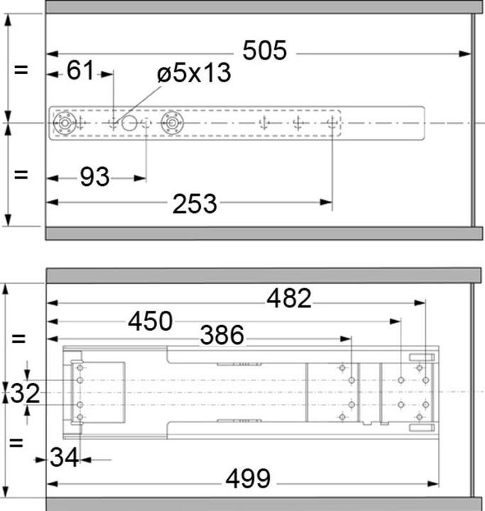 Actual product image Kesseböhmer Tall cabinet front full-extension set PEKA/ Standard