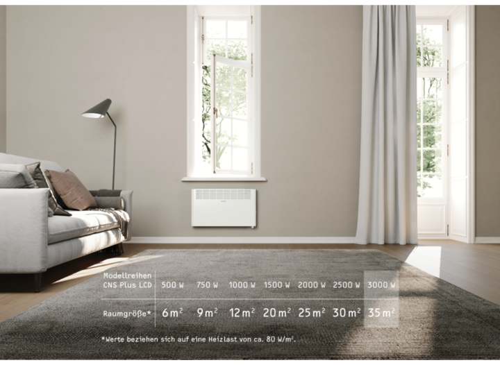 Produktbild Stiebel Eltron CNS 3000 Plus LCD, 3,0 kW Wandkonvektor für ca. 35 m², TÜV geprüft (3000 W)