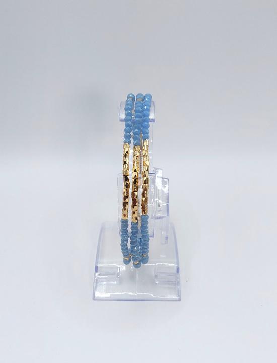 Immagine prodotto Signé Bracciale Signè con pietre in oro blu e chiusura a scorrimento n. 5 (21 cm, Ottone, Metallo, Senza cadmio, Senza nichel, Vetro, Senza piombo, cristalli sintetici)