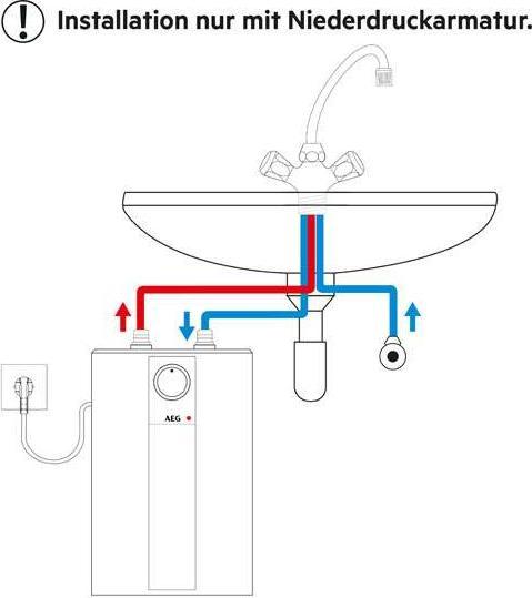 Actual product image AEG Haustechnik low-pressure water heater Huz 5 Basis, 5-litre under-sink boiler, with plug