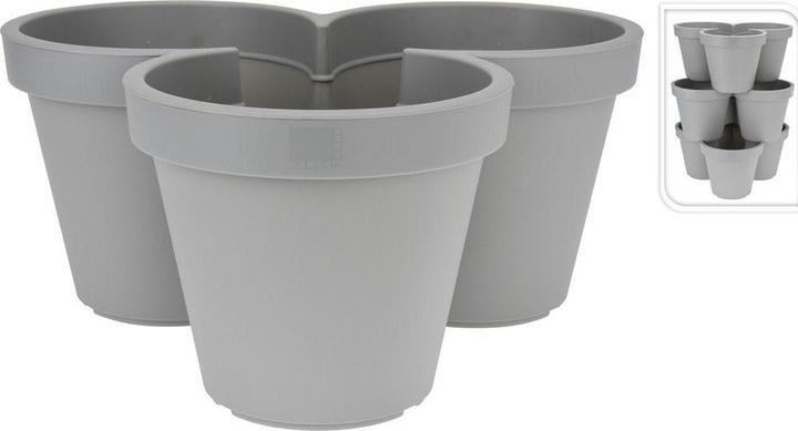 Produktbild GreenGarden dreier Pflanzkübel Pflanztopf Blumentopf 44 x 44cm Höhe 20cm anthrazit (44 cm)