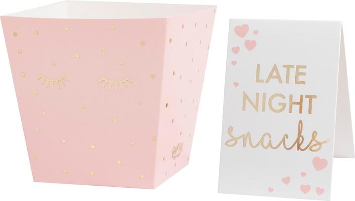 Ginger Ray Sleep Over Popcorn Box rosa mit goldenen Wimpern (8 x)