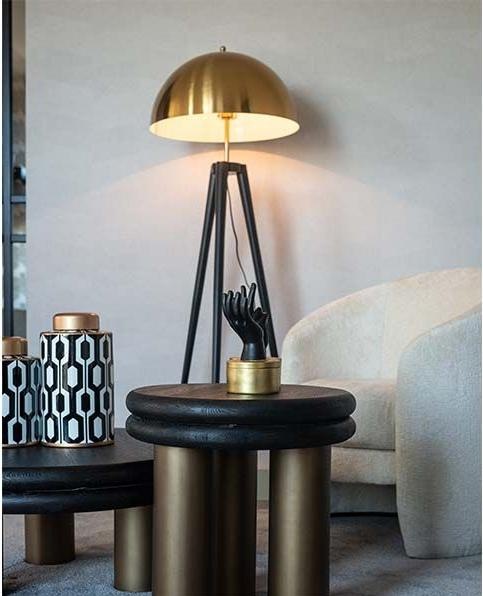 Produktbild Richmond Interiors Beistelltisch Macaron schwarz gold gebürstet 50 (50 x 55 cm)
