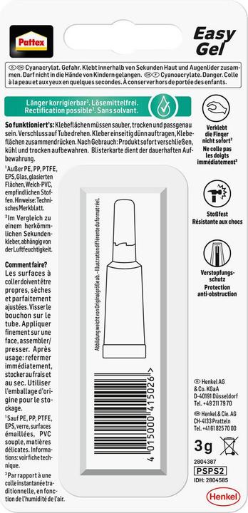 Image du produit Pattex Gel PowerEasy (3 g, 3 ml)