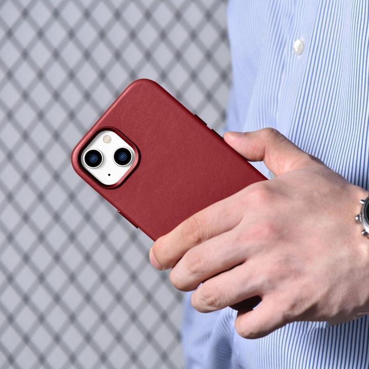 Actual product image iCarer Case Genuine Leather Cases for iPhone 14 Plus Red (MagSafe Compatible) (Apple iPhone 14 Plus)