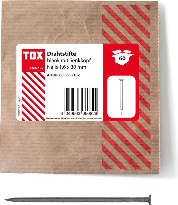 Productafbeelding Tox Chiodi 1,6x30 (60 stuks) Chiodi con testa svasata liscia (60 Stuk, 30 mm)