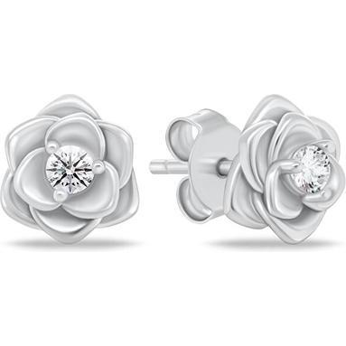 Brilio, Ohrringe, Silver - Charming silver earrings Flowers EA1131W