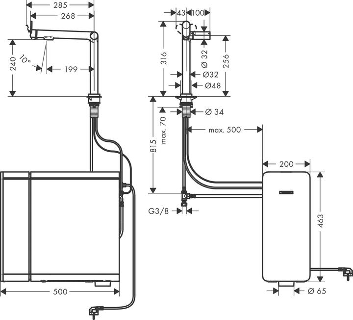 Produktbild hansgrohe SodaSystem 240 Aqittura M91 1 jet, Starter Set mattschwarz