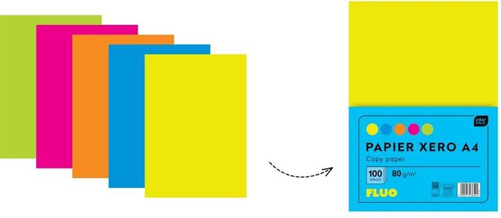 Image du produit Interdruk Papier à photocopie A4 80g Fluo Mélange de couleurs 100 feuilles (A4, 100 feuilles, 80 g/m²)