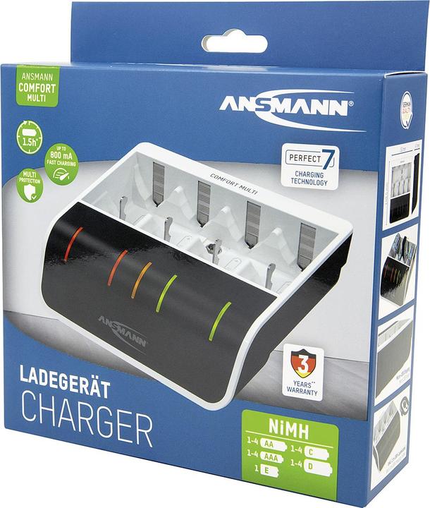 Produktbild Ansmann Comfort Multi Ladegerät (4 Stk., C, D, AA, AAA, 800 mAh, Ladegerät ohne Akku)
