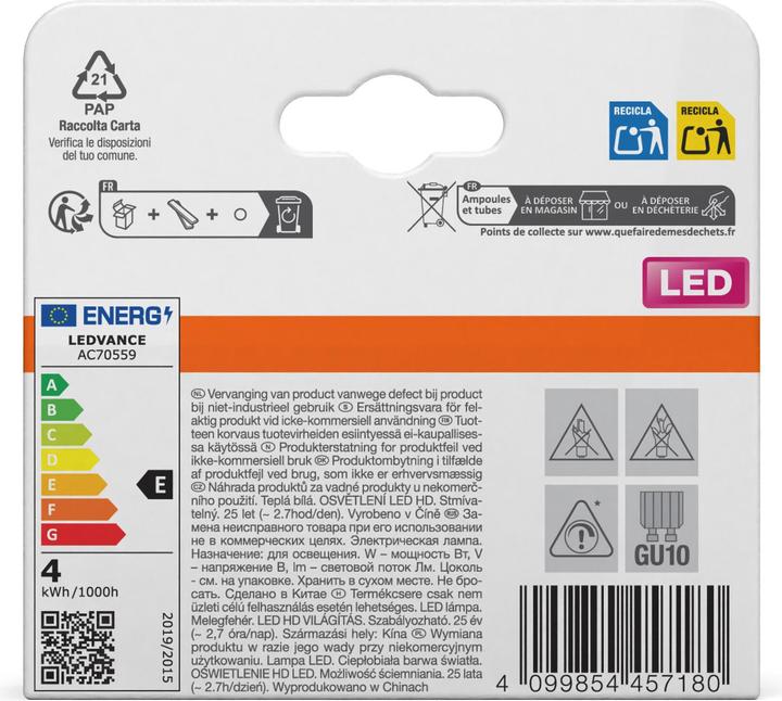 Image du produit Osram Ampoules LED 4099854457180 (GU10, 350 lm, 2x)