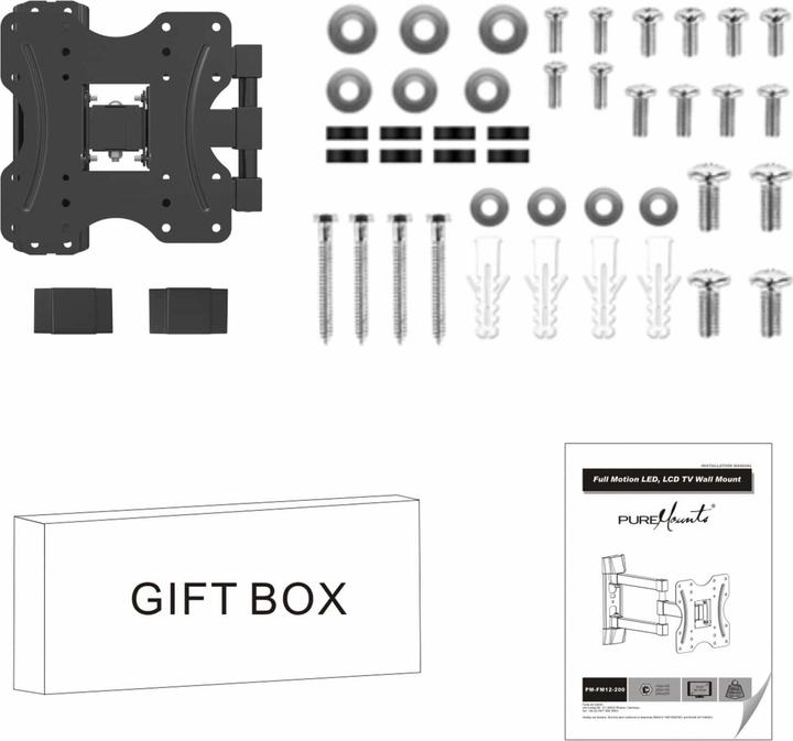 Image du produit PureMounts PM-FM12-200, Support mural (Mur, 30 kg, 23" - 42")