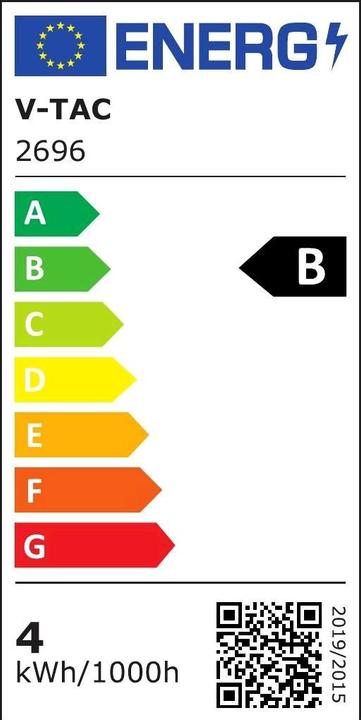 Energie-Label V-TAC VT2835 90 LED Streifen 90 LEDsm 24V IP20 3000K 120 4WM 200 lmW 5m (Warmweiss, 500 cm, Indoor)