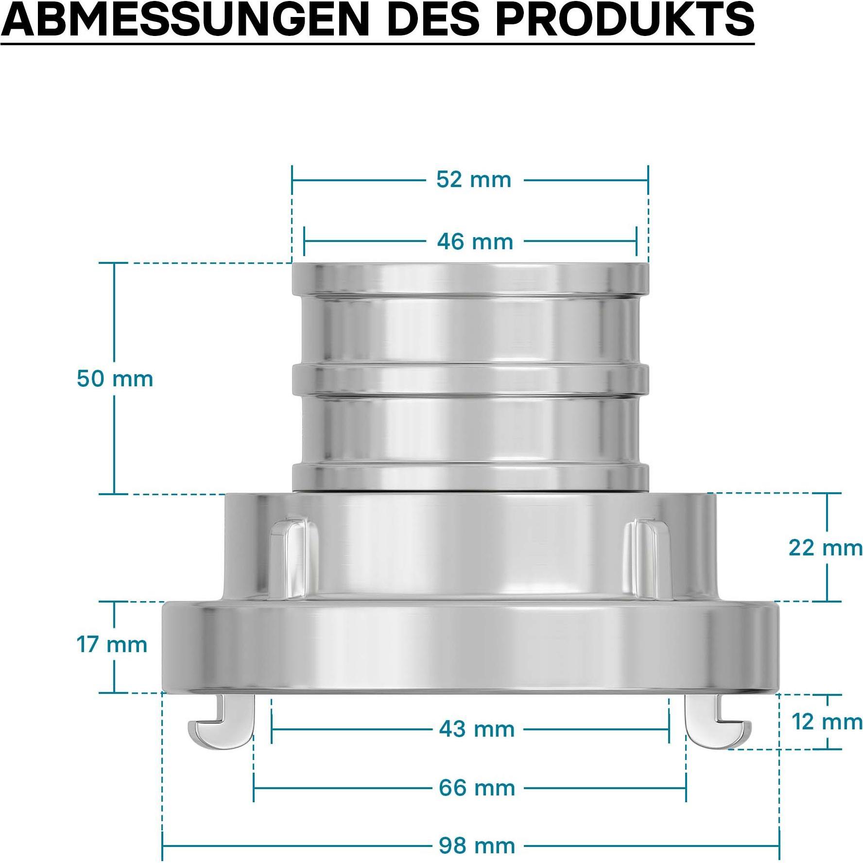 Thumbnail - Wiltec, Schlauchanschluss + Schlauchverbinder, Storz Kupplung C 52mm Druckkupplung langer Stutzen Aluminium (Kupplung, 5...