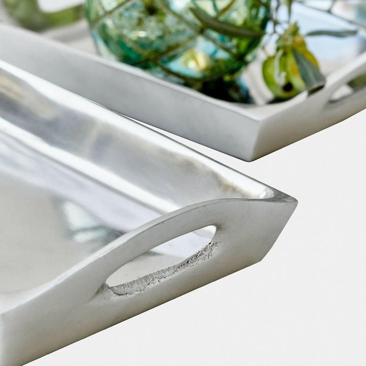 Produktbild Loberon Tablett 2er Set Grélomiane silber