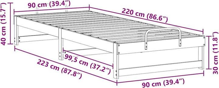 Actual product image vidaXL Bettrahmen (90 x 220 cm)