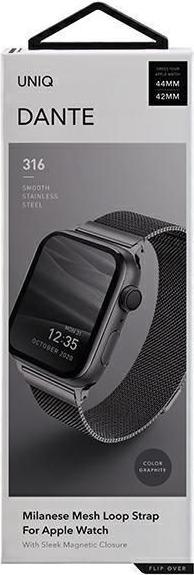 Produktbild Uniq pasek Dante Apple Watch Series 4/5/6/7/8/SE/SE2 42/44/45mm Stainless Steel grafitowy/graphite (42 mm, 44 mm, 45 mm, Edelstahl)