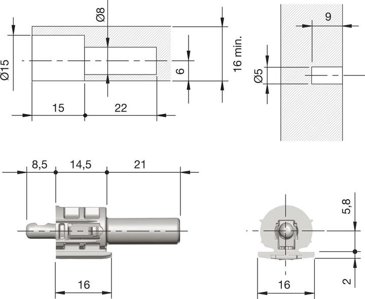 Produktbild Italiana Ferramenta HSS Bohrer für Steckbodenträger Kintai (15 Millimeter, 8)