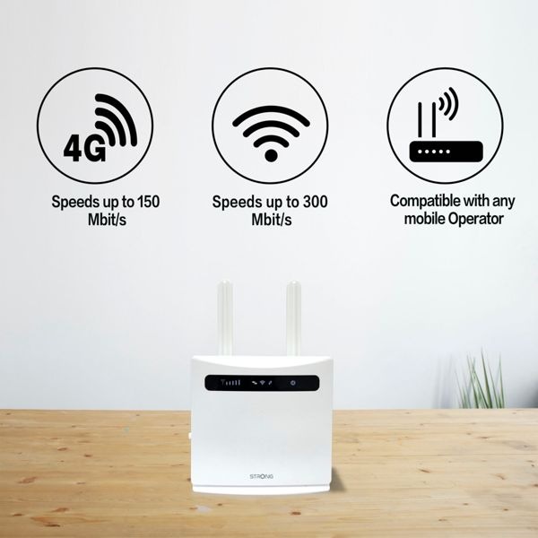 Actual product image Strong 4GROUTER300v2 WLAN Router Single Band (2.4GHz) Fast Ethernet 3G 4G White