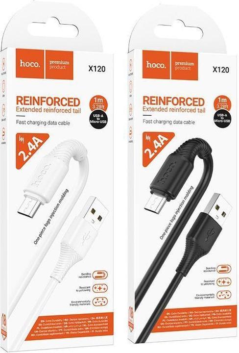 Actual product image Hoco Cable Cable USB A to Micro USB 2,4A 1 m X120 black (1 m, USB 3.0)