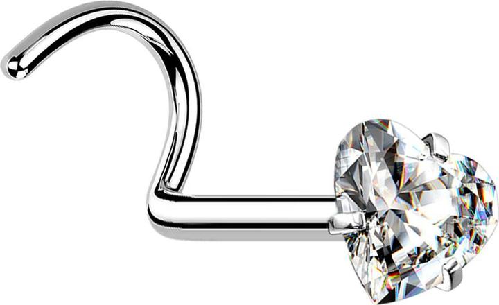 Produktbild Hollywood Body Jewelry Nasenstecker gebogen silber Kristallherz silber gefasst (ohne Messing, Chirurgenstahl 316L)