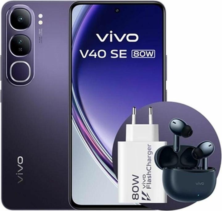 Image du produit Vivo V40 SE 80W (256 Go, Noir, Noir impérial, 6.67", Double SIM hybride, 5G)