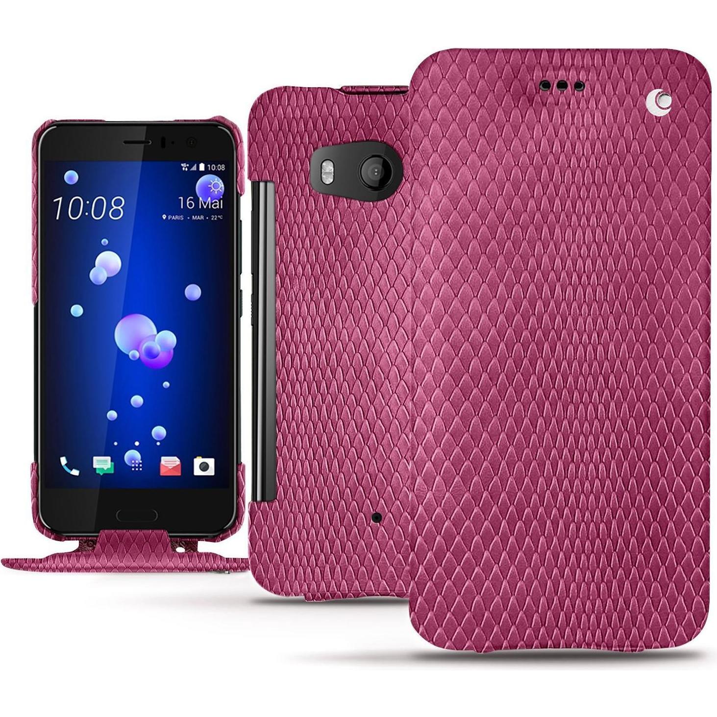Noreve Lederschutzhülle vertikal (HTC U11), Smartphone Hülle, Rosa