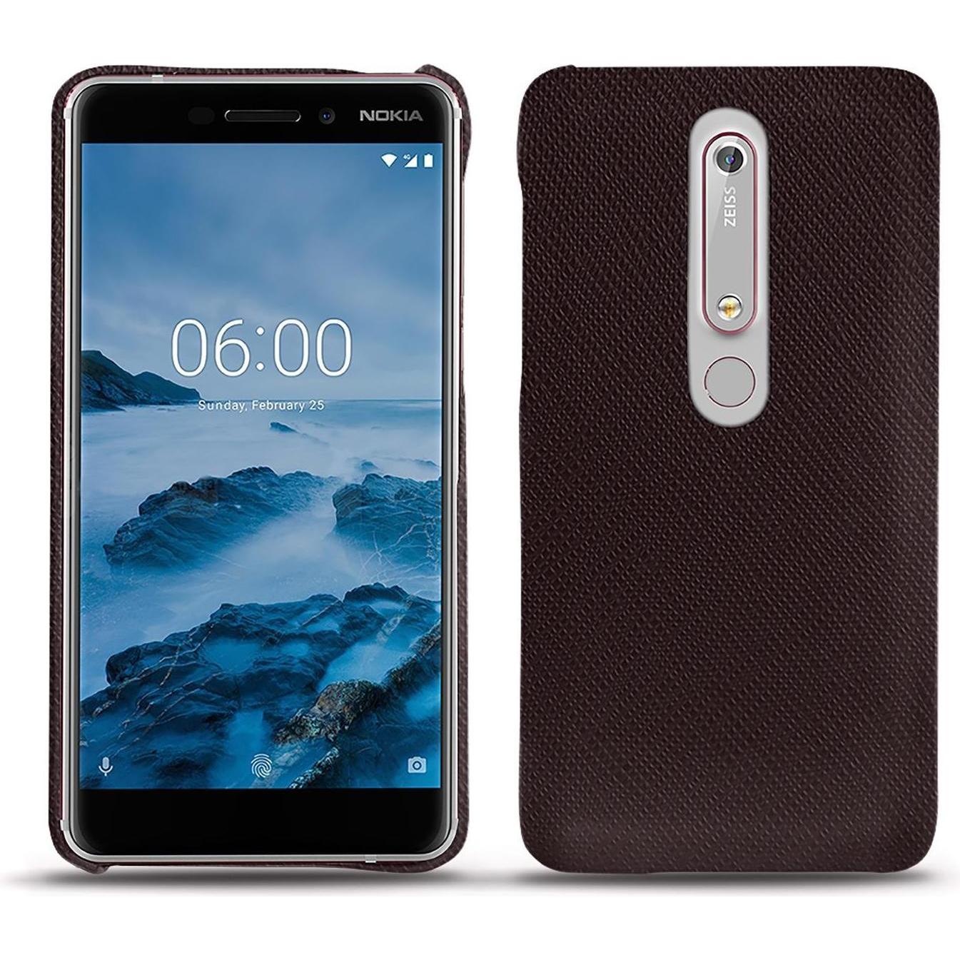 Noreve Lederschutzhülle (Nokia 6 (2018)), Smartphone Hülle, Braun