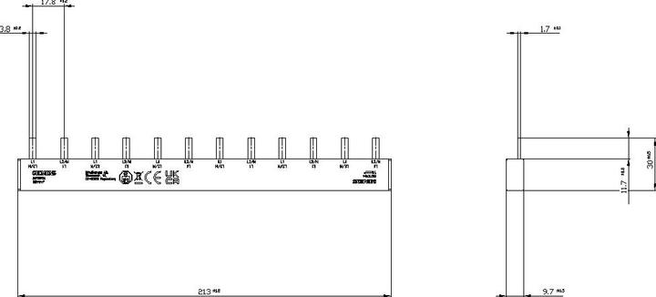 Produktbild Siemens 2 Phase Pin bus bar shock-hazard safety