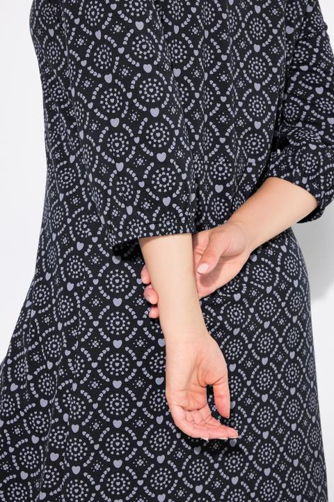 Image du produit Ulla Popken Robe en jersey, décolleté en V et manches 3/4, coupe évasée (60)