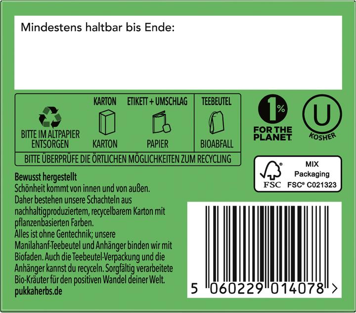 Nährwerte und Zutaten Pukka Klar (36 g)