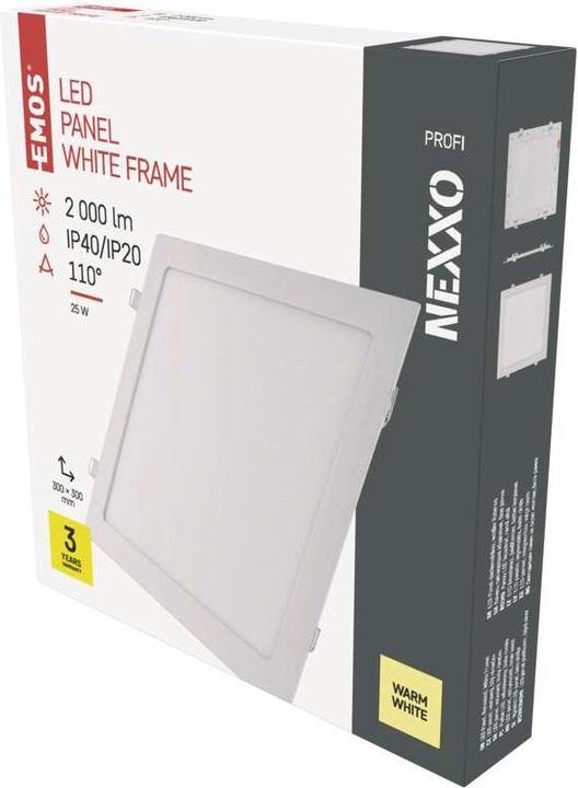 Actual product image Emos NEXXO LED recessed light, square, white, 25W, warm white (2000 lm)