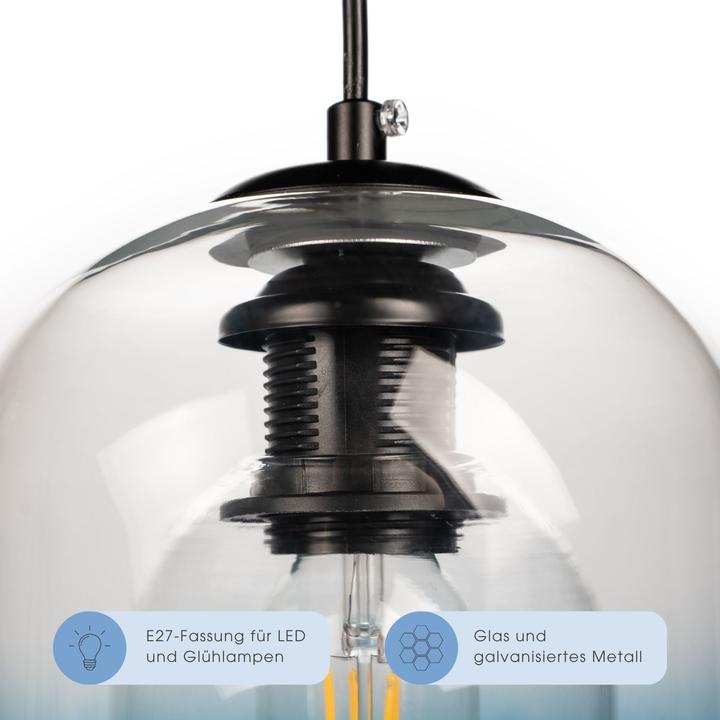 Actual product image Hermex Skandinavische Glas-Hängelampe Pendelleuchte Deckenleuchte Deckenlampe (E27)