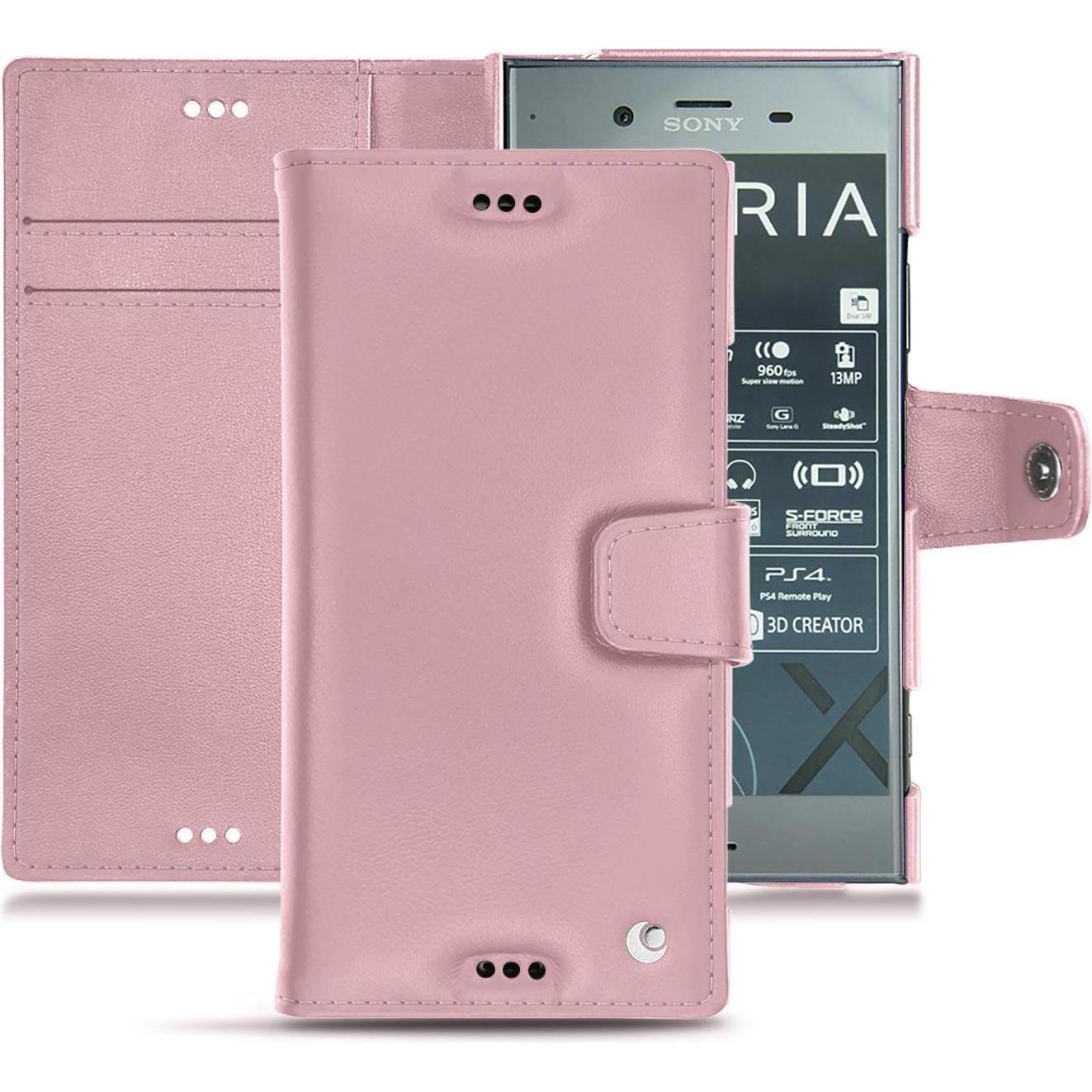 Noreve Lederschutzhülle Wallet (Sony Xperia XZ1), Smartphone Hülle, Rosa