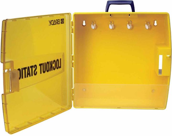 Actual product image Brady Portable lockout station, polypropylene, yellow, 432 x 432 x 171 mm, labelling: LOCKOUT-STAT