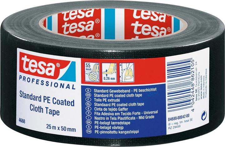 tesa nastro 4688 - Nastro in tessuto standard fortemente adesivo per applicazioni in interni ed esterni (50 mm)