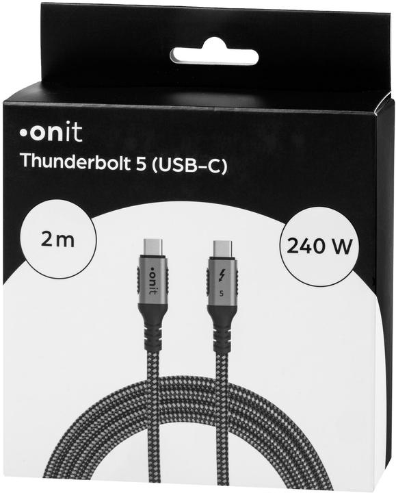 Produktbild Onit Thunderbolt-5-Kabel USB C - USB C 2 m, Grau/Schwarz (2 m, USB 4.0, 240 W)