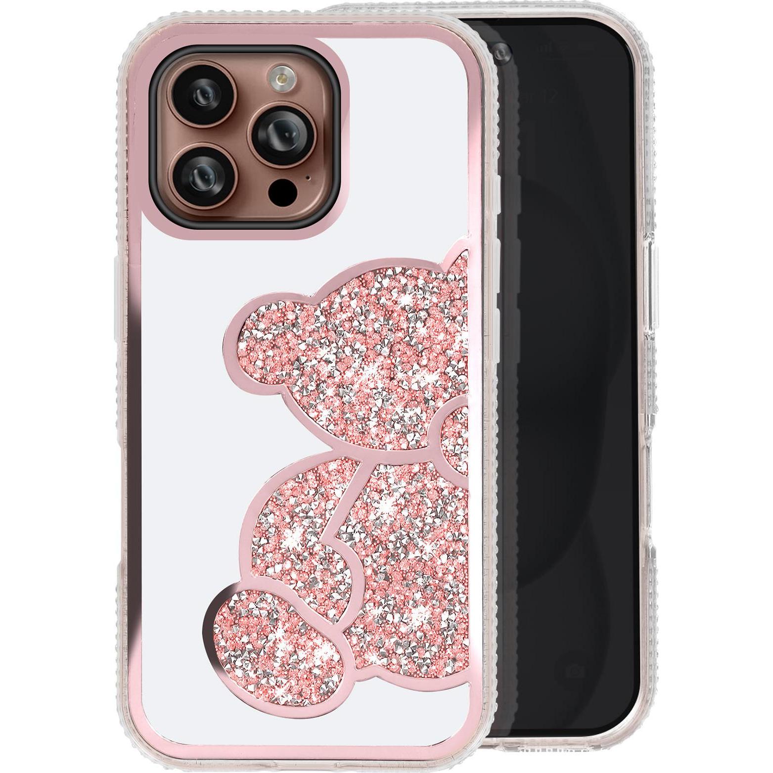 Avizar SparkleBear Case Series (Apple iPhone 16 Pro Max), Smartphone Hülle, Rosa