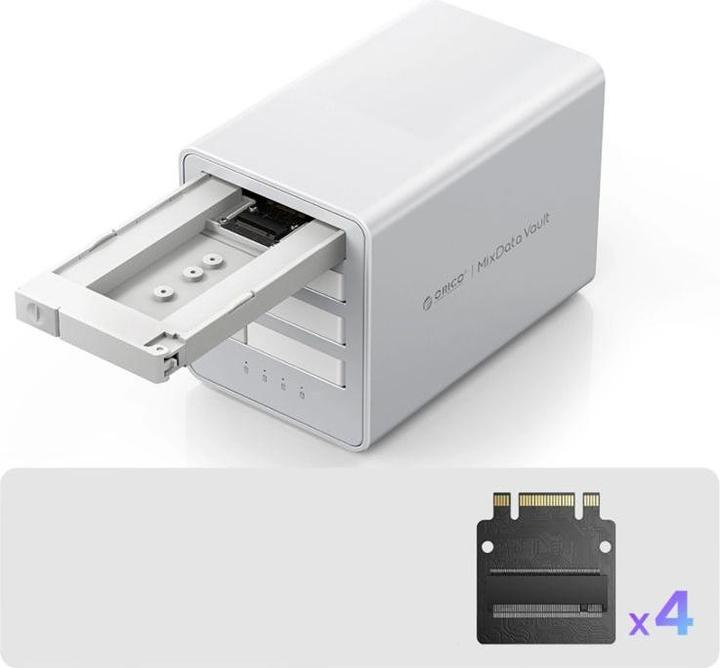 Produktbild Orico 8848U4 DAS Series 4-Bay M.2 NVMe SSD-Festplattenarray – Weiss (USB-C)