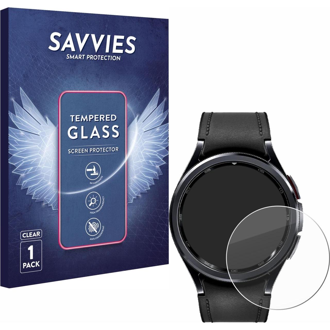 Savvies Panzerglas Schutzglas Displayschutz, Smartwatch Schutzfolie, Transparent