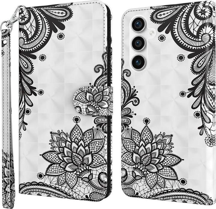 Image du produit Cover-Discount Galaxy S23 FE - Étui effet paillettes fleurs noir (Samsung Galaxy S23 FE)