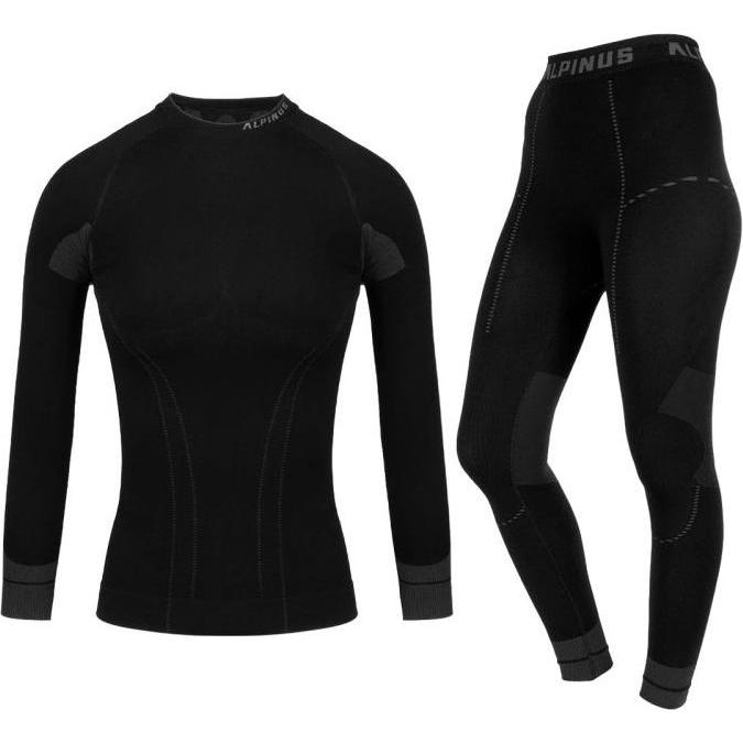 Alpinus, Donne, Maglia funzionale, Thermounterwäsche Tactical Base Layer Set (XL), Nero, XL