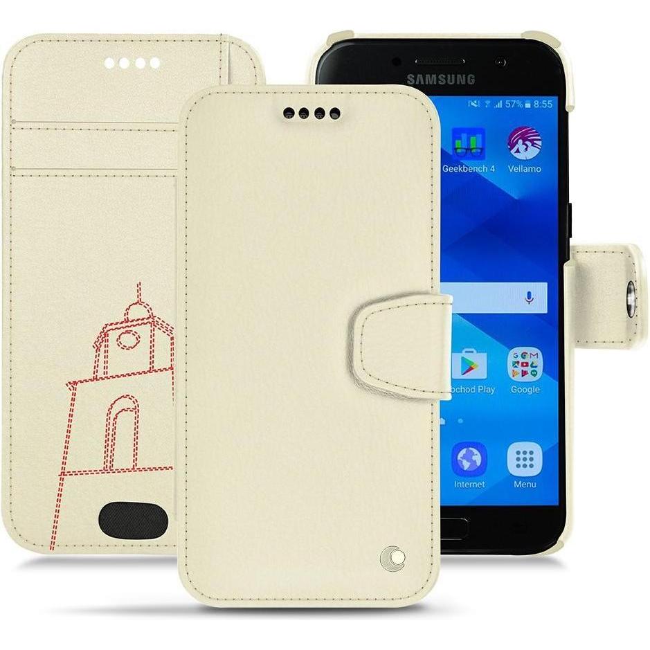 Noreve Lederschutzhülle Wallet (Samsung Galaxy A3 (2017)), Smartphone Hülle, Weiss